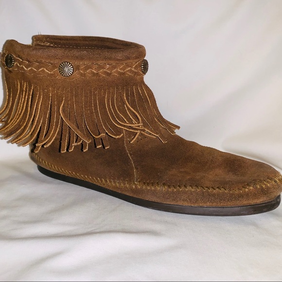 Minnetonka Brown High Top Fringe Bootie :: 8 - Picture 2 of 6